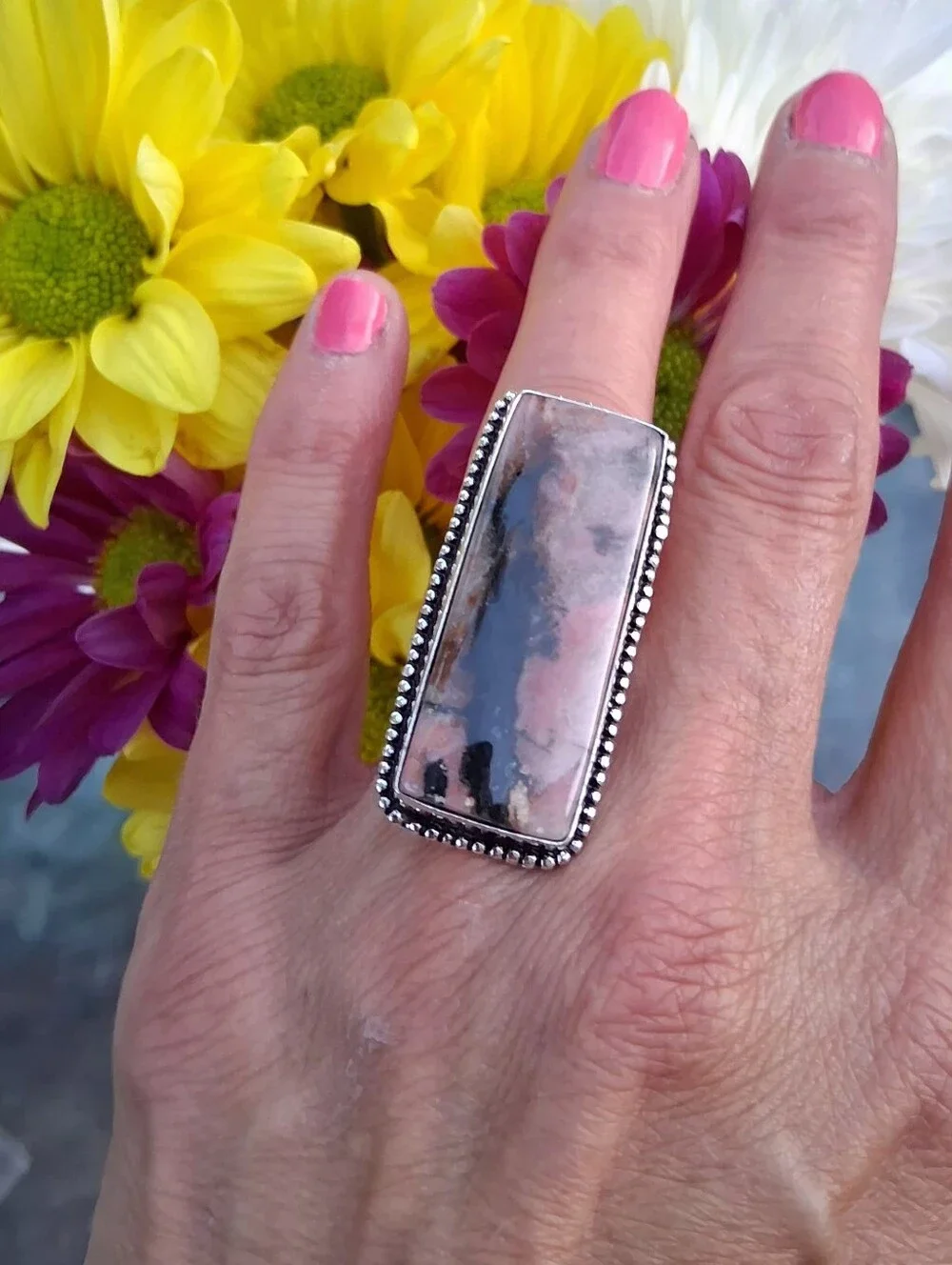 🩷Peruvian Pink Opal Sterling Silver Ring